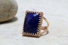 14k rose gold Lapis Lazuli rings