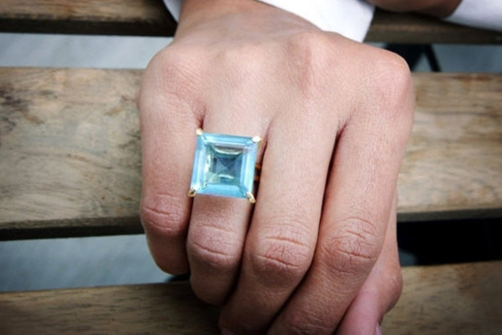 Blue topaz cocktail ring