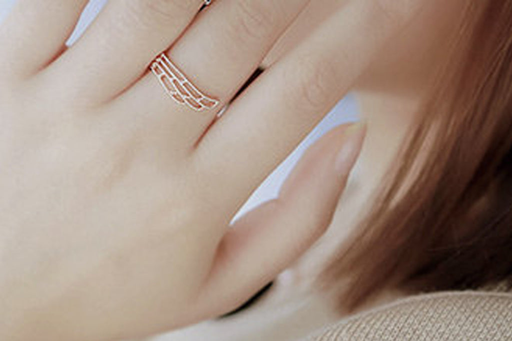 Angelical wing zircon rose gold adjustable ring