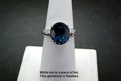 12x10mm 6 carat London Blue Topaz set in an Antique styled Sterling Silver Ring