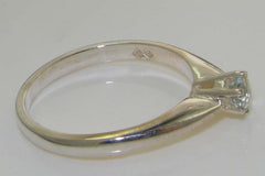 Contemporary natural aquamarine solid English 925 sterling silver promise solitaire ring