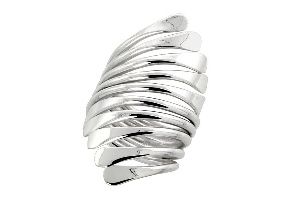 Sterling Silver Hand Made Freeform Wire Wrap Ring, 1 3/8" (39mm) wide, size 10