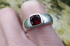 Cushion garnet ring