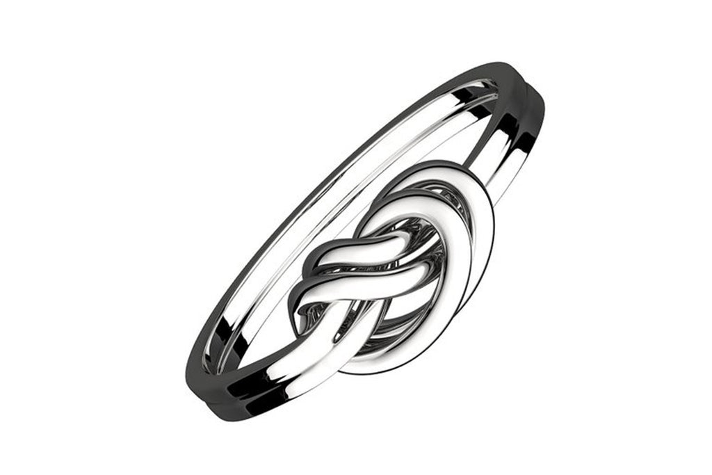 Silver Plated Celtic Double Love Knot Ring Symbolizes Unity and Protection