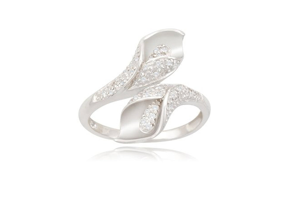 Sterling Silver Call Lily Flower Diamond Ring (1/7 cttw, I-J Color, I2-3 Clarity)