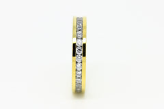 3.5mm full eternity stacking ring in 18ct yellow gold filled with stunning white Sapphire gemstones