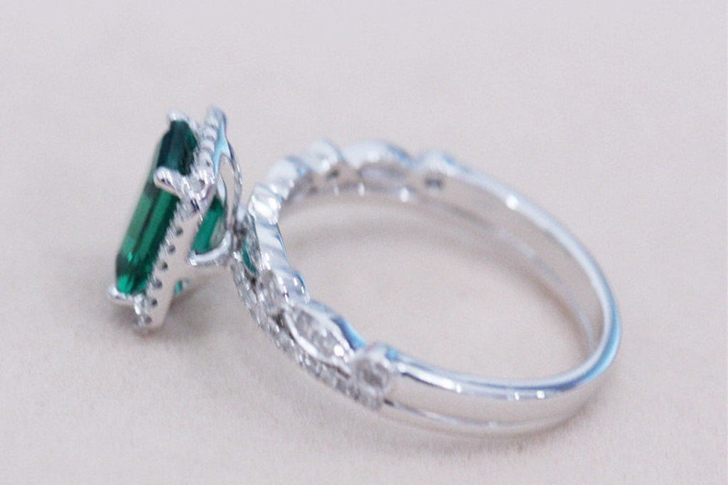 White Gold Emerald Engagement Ring