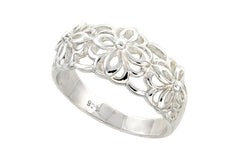 Sterling Silver Flower Ring Flawless Quality Finish 1/2 inch wide