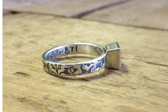 Princess cut white sapphire engagement ring