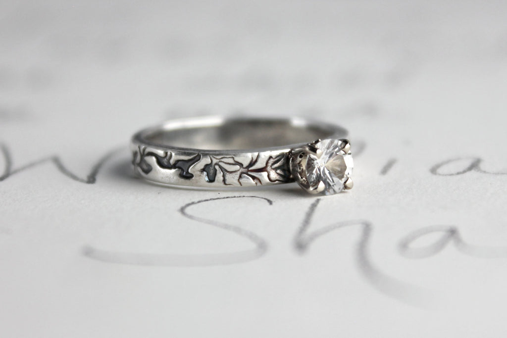 White sapphire engagement ring