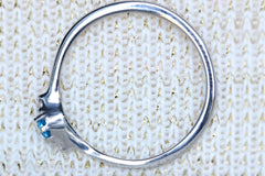 Natural aquamarine and white sapphire 3 stone trilogy ring