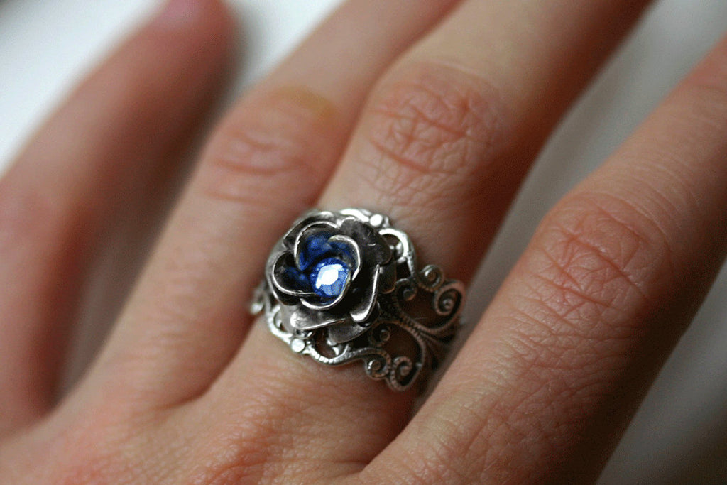 Sapphire Blue Rose Ring