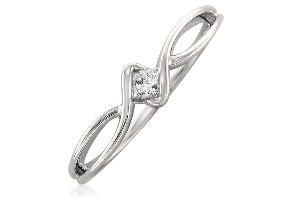10k White Gold Princess-cut Diamond Promise Ring (1/10 cttw, H-I, I1-I2)