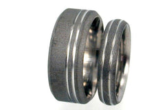 Sandblasted Titanium Ring Set