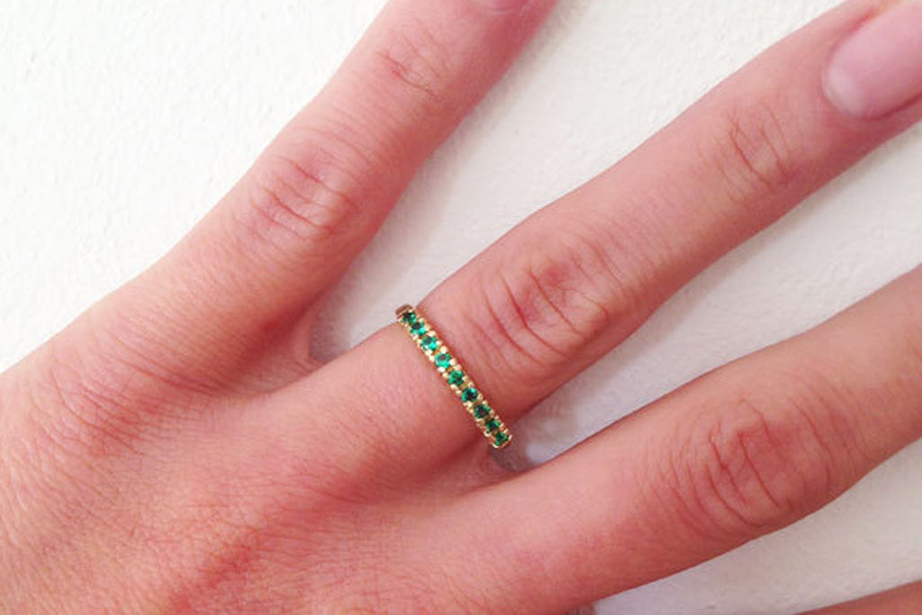 Emerald Ring - Half Eternity Ring