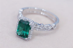 White Gold Emerald Engagement Ring