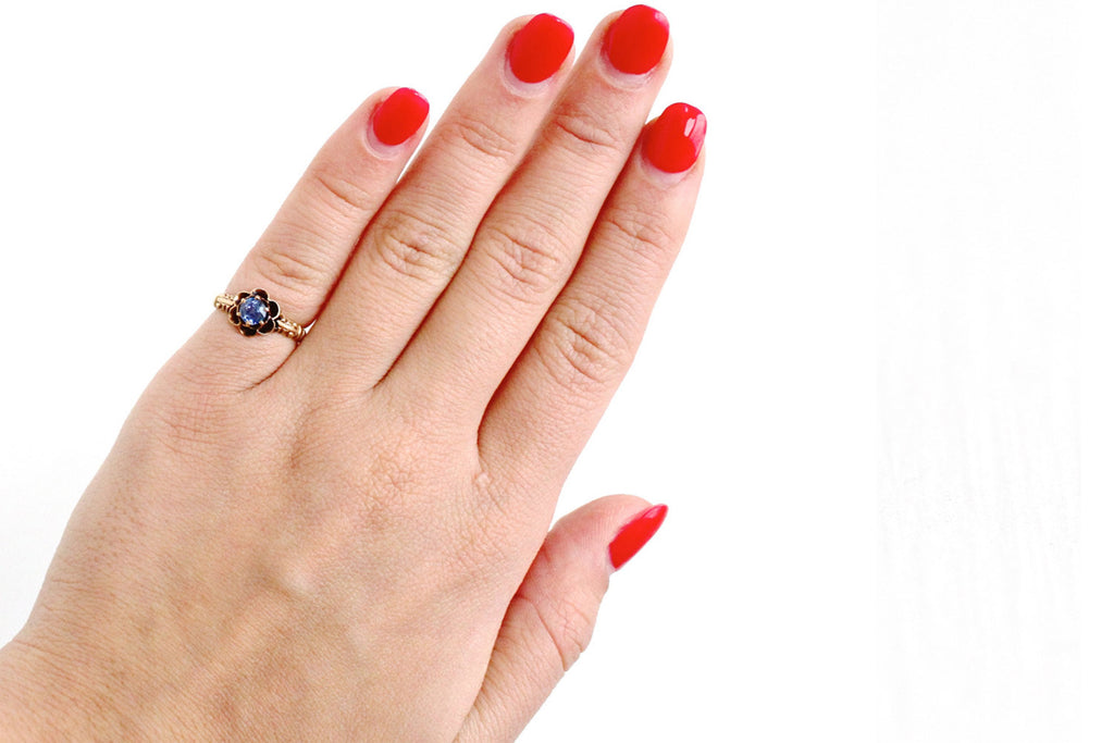 Antique Victorian 10k Rosy Yellow Gold Genuine Sapphire Ring