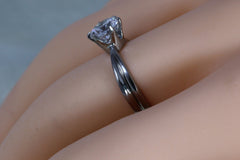 Solitaire 1.5ct genuine white sapphire gemstone ring in titanium or white gold