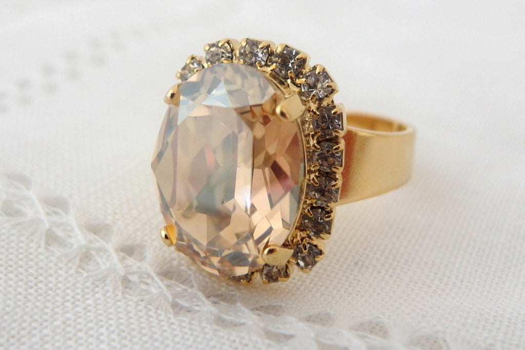 Champagne adjustable gemstone ring