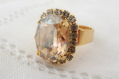 Champagne adjustable gemstone ring