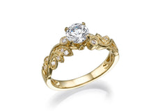 Engagement Ring 14k Yellow Gold With Diamonds