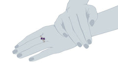 10k White Gold Double Heart-Shaped Amethyst with Diamond Heart Ring (0.007 cttw, J-K Color, I2-I3 Clarity)