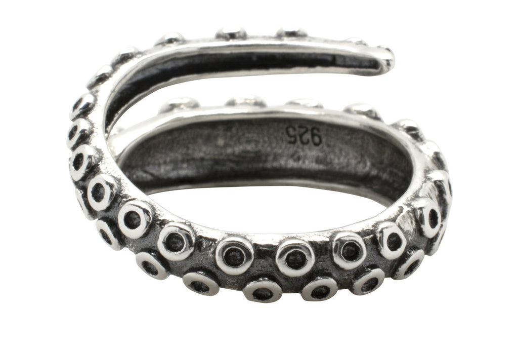 Octopus Tentacle Adjustable Ring in 925 Sterling Silver by Silver Phantom Jewelry