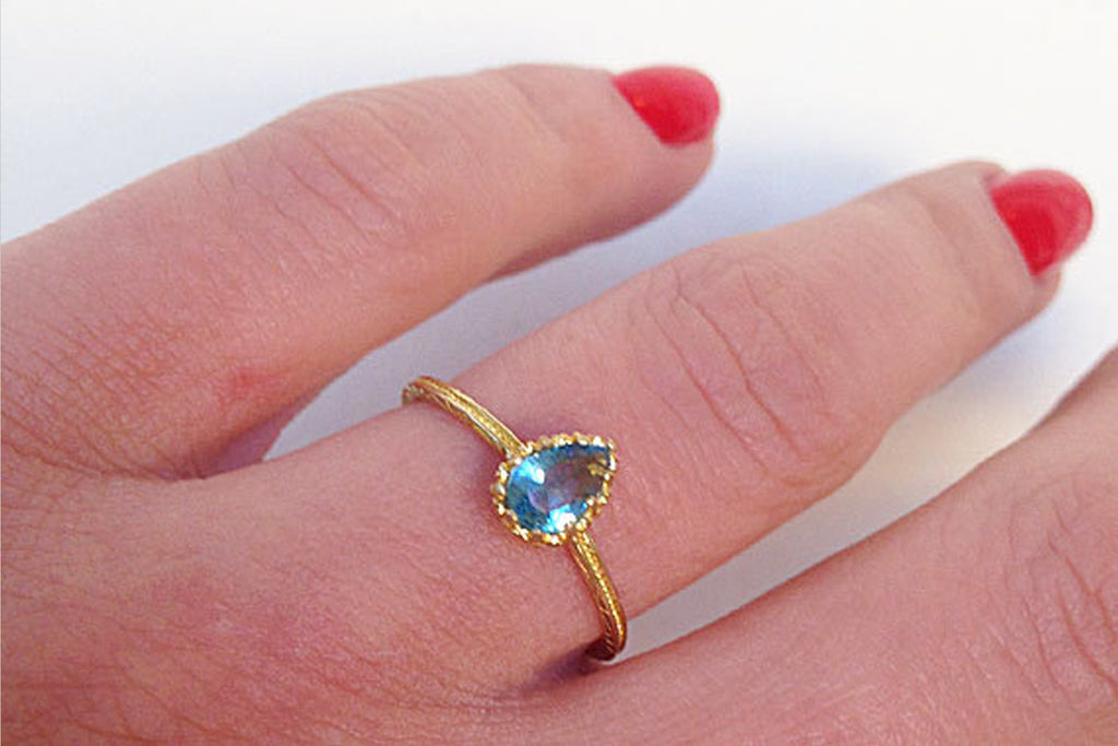Blue Topaz Ring - Drop Ring