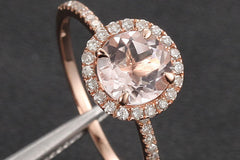 7mm Round Morganite Ring & Matching Band