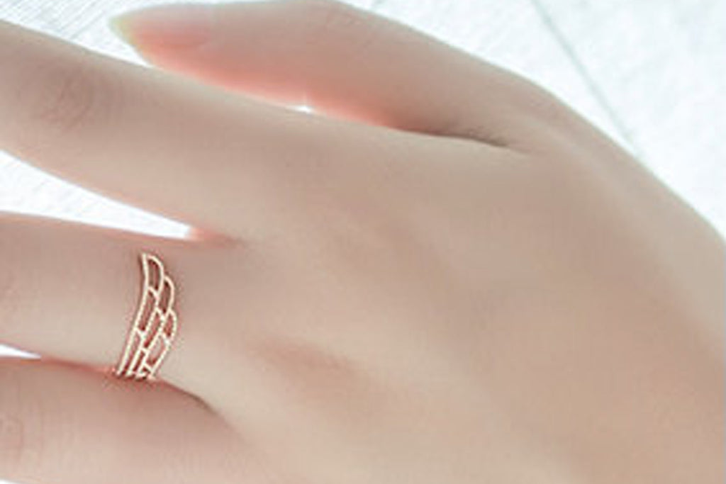 Angelical wing zircon rose gold adjustable ring