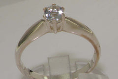 Contemporary natural aquamarine solid English 925 sterling silver promise solitaire ring