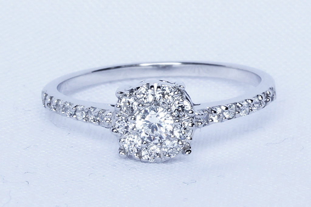 Natural white sapphire solitaire engagement ring