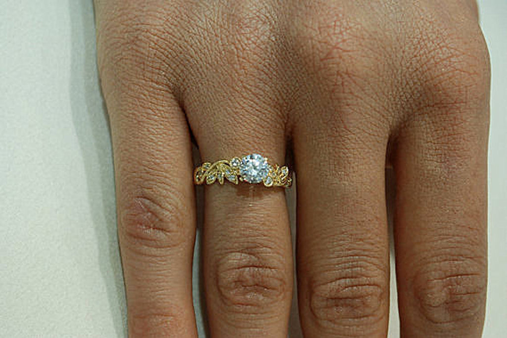 Engagement Ring 14k Yellow Gold With Diamonds