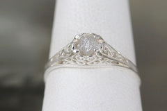 Antique Style Rough Diamond Engagement Ring