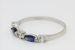 Natural Blue Sapphire and White sapphire Solid Sterling silver ring