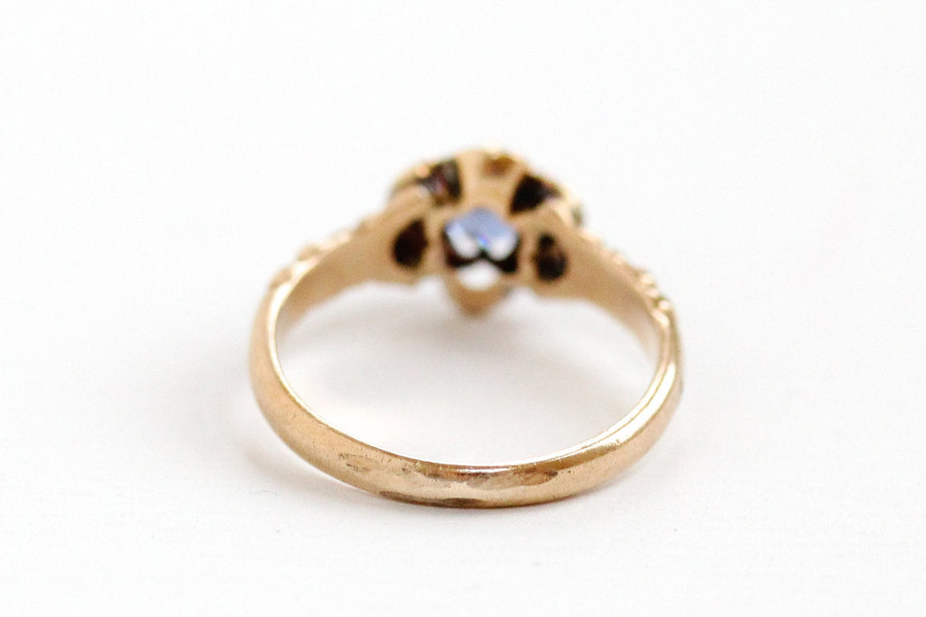Antique Victorian 10k Rosy Yellow Gold Genuine Sapphire Ring