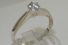 Contemporary natural aquamarine solid English 925 sterling silver promise solitaire ring