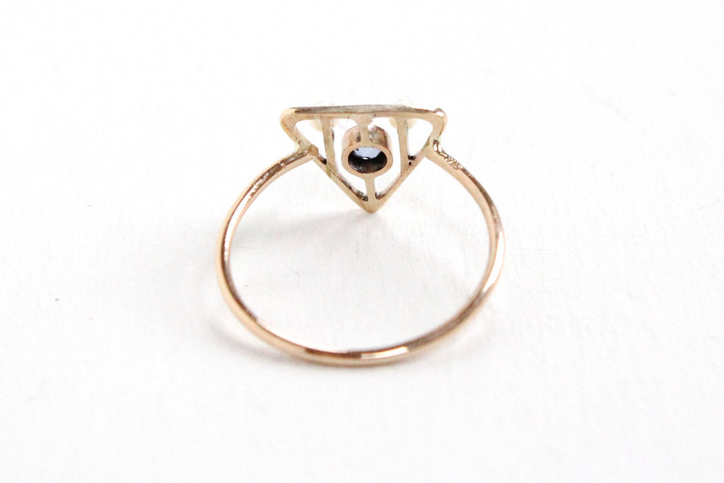 Antique Edwardian 10k Yellow Gold Genuine Sapphire & Seed Pearl Ring