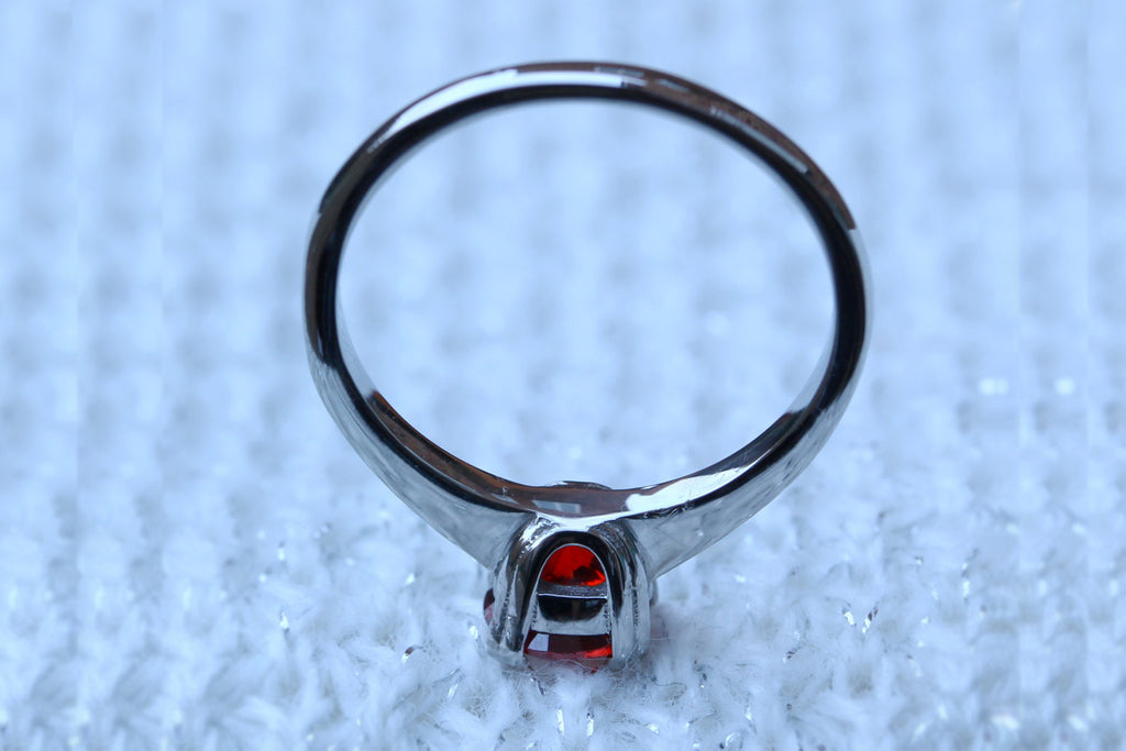Genuine garnet 1ct solitaire ring in titanium or white gold