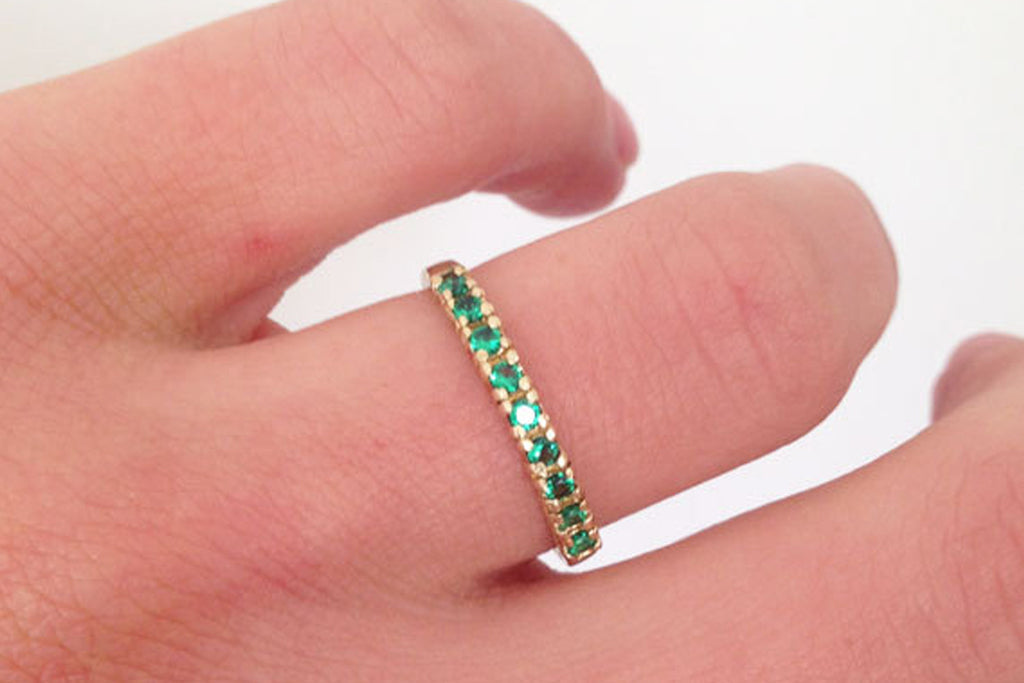Emerald Ring - Half Eternity Ring