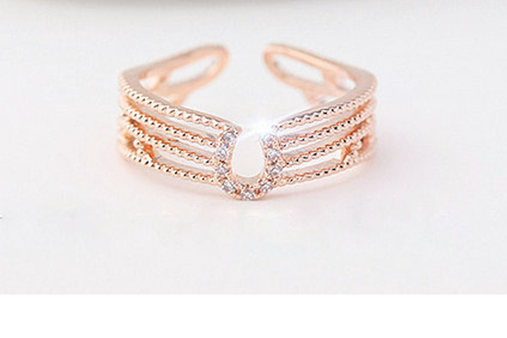 Angelical wing zircon rose gold adjustable ring