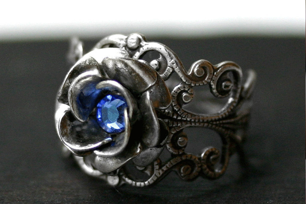 Sapphire Blue Rose Ring