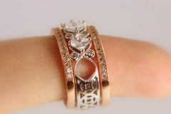 Goldfilled diamond zirconia triple stacked band