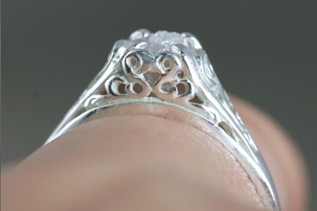 Antique Style Rough Diamond Engagement Ring