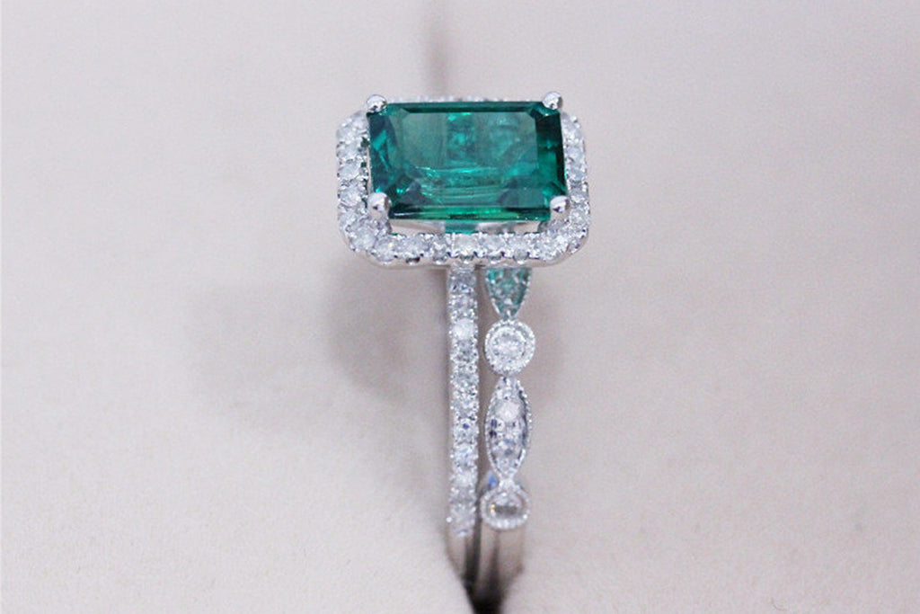 White Gold Emerald Engagement Ring
