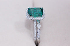 White Gold Emerald Engagement Ring
