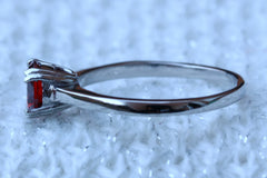 Genuine garnet 1ct solitaire ring in titanium or white gold