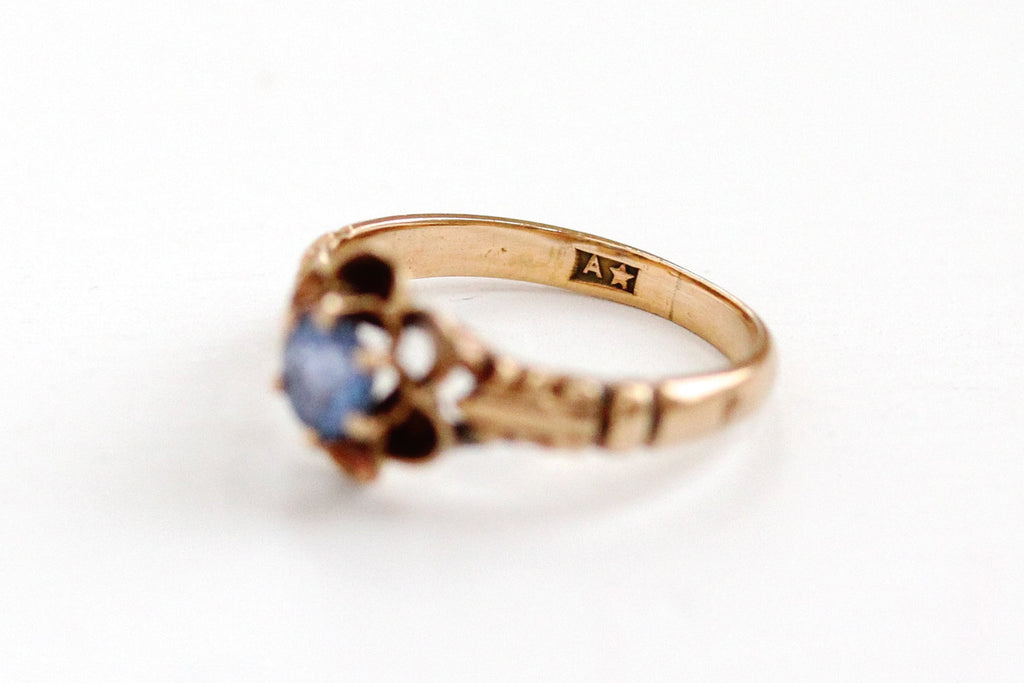 Antique Victorian 10k Rosy Yellow Gold Genuine Sapphire Ring