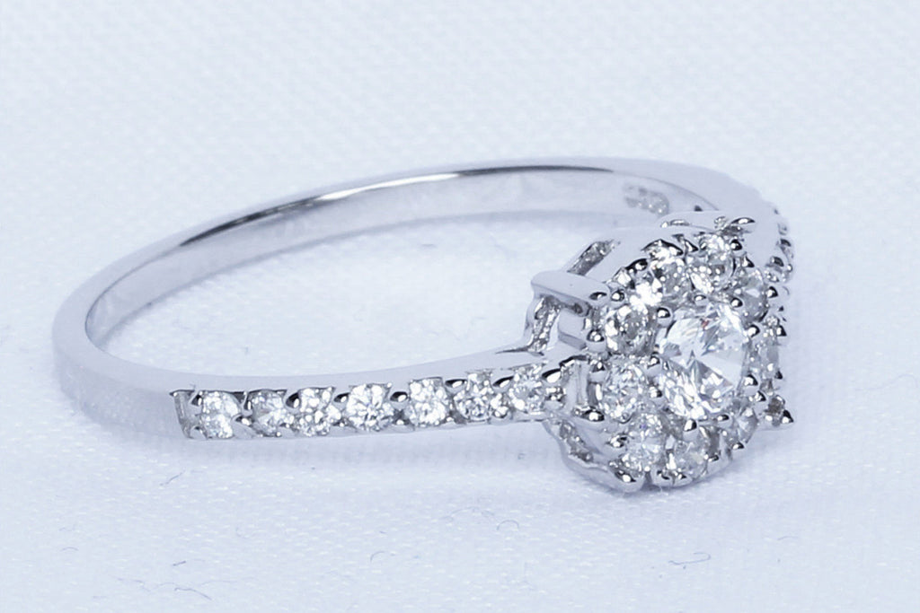 Natural white sapphire solitaire engagement ring