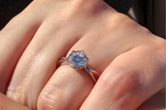 Solitaire 1.5ct genuine white sapphire gemstone ring in titanium or white gold